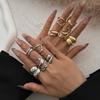 6pcs Irregular Glossy Ring Set for Girls Women Men Water Drop Vintage Irregular Geometric Multi-layer Gold Silver Color Open Alloy Joint Ring Jewelry