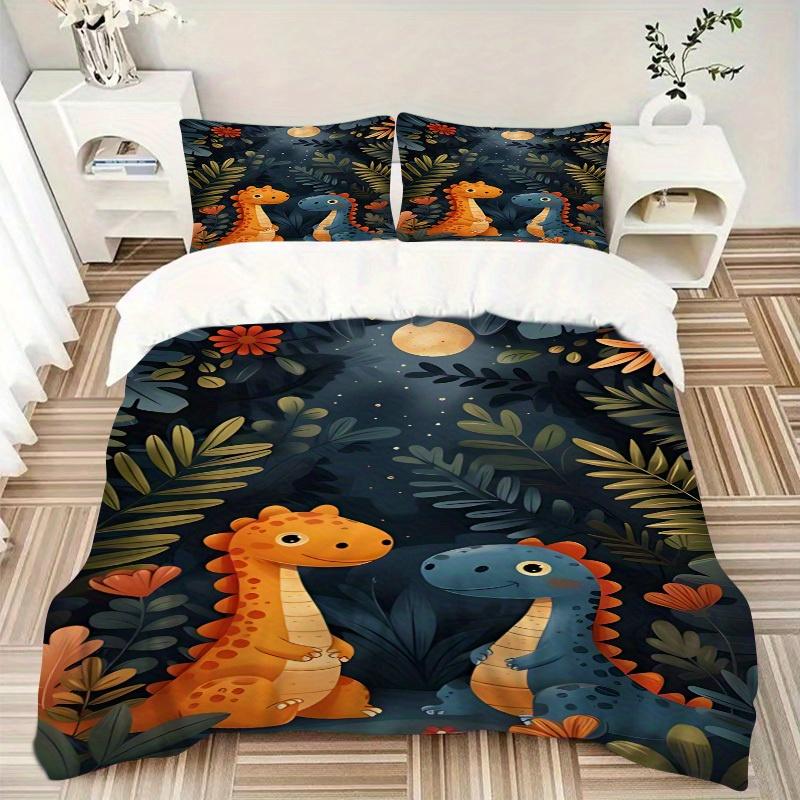 3pcs Animal-themed Dino Patterns Soft and Comfortable Breathability, Bedding Set, Machine Washable, Suitable for All Seasons124