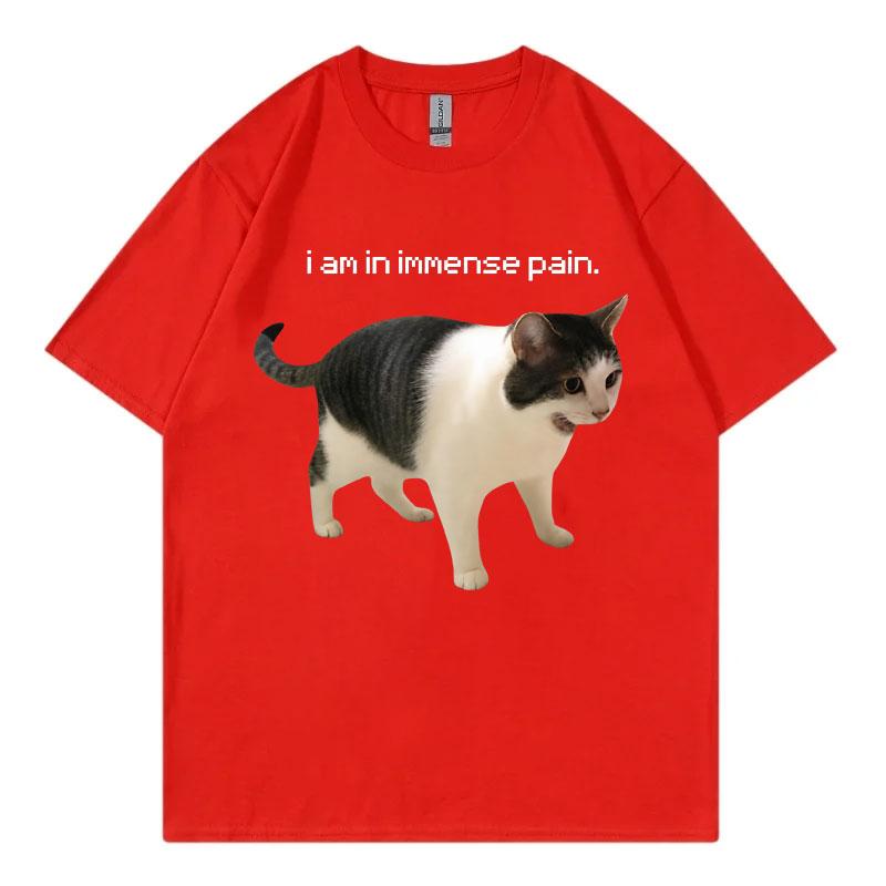 I An In Imunisexse Pain Screaming Cat Meme Graphic T Shirts High Street Fashion Trend Tshirt Unisex Casual Loose Cotton Tshirts