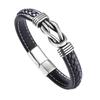 Men's Retro Punk Magnetic Buckle Leather Bracelet - Handmade, Woven with Metal Style