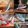2Pcs Kitchen Knife with Leather Case Hand Forged Boning Knife Chopping Knife Chef'S Knife, Slicing Knife, Kitchen Tool