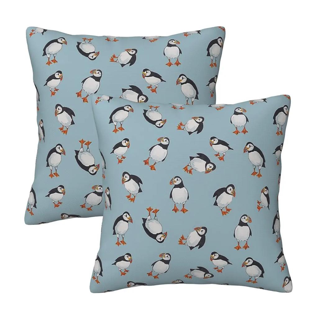 Perfectly Perfect Puffins 2 Pcs Square Pillowcase Pillow Cover Cushion Decor Comfort Throw Pillow For Home Living Room