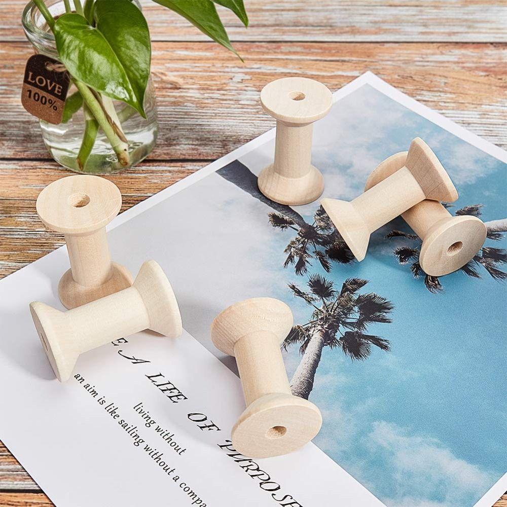 20PCS Wooden Empty Thread Spools 20PCS Natural Wire Weaving Bobbins Sewing Machines