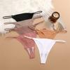 FINETOO 3PC Женские бесшовные трусы стринги сексуальные трусики-стринги с низкой талией женские однотонные бесследные бикини Т-образное нижнее белье