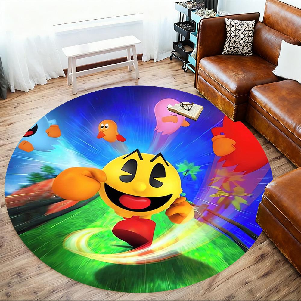 1pc Pac-Man Round Chair mat Area Rug - Non-Slip, Floor Mat for Office, Bedroom, home decor Christmas Gift p0811253