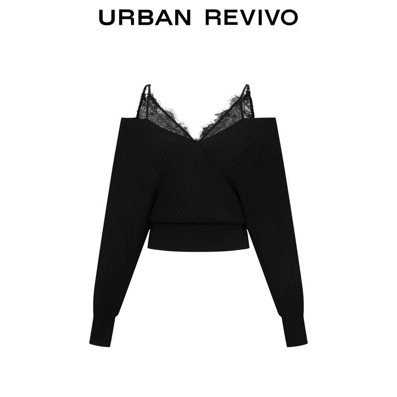 Женский вязаный кроп-топ-ками с кружевной отделкой UR