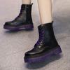 Модные женские и мужские увеличенные ботинки 2024 года, модные фиолетовые ботильоны из натуральной кожи для женщин, повседневная роскошная обувь для мотоциклистов, теплая зимняя обувь