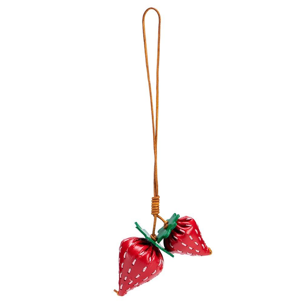 Strawberry Fruit Pendant Pear Bag Pendant Cute Leather Keychain  Women