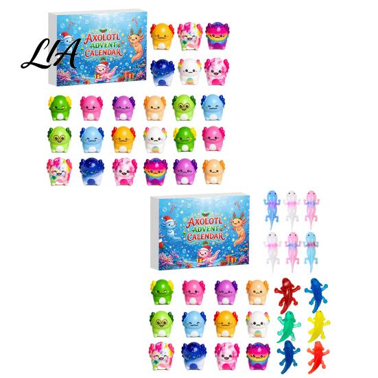 Mini Salamander Toy Christmas Advent Calendar, Countdown Calendar with 24 Squeeze Toys, Gift Box Days for Holiday