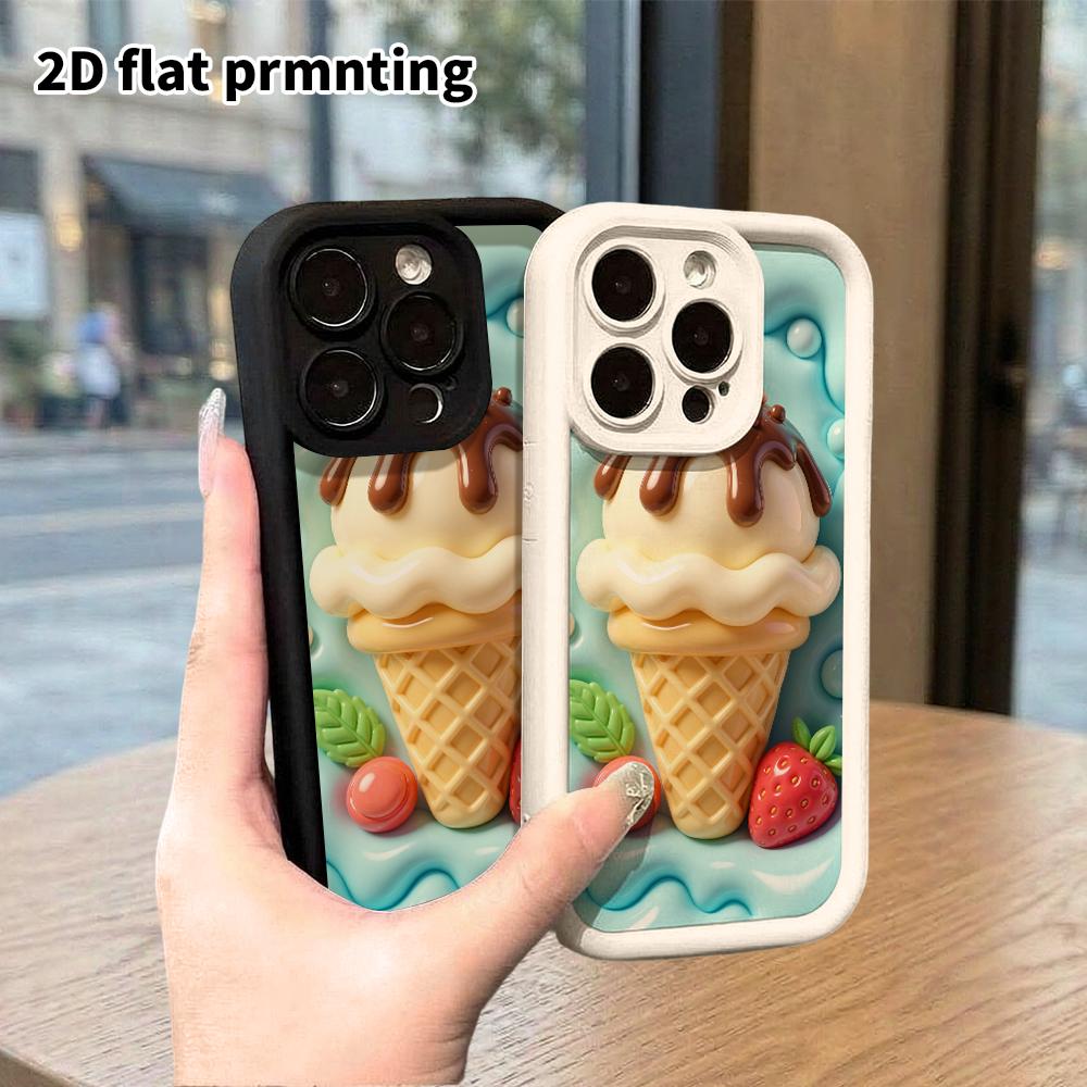 Чехол для телефона: 2D плоский дизайн, подходит для защитного чехла iPhone 18 17 16 15 14 13Pro, шоколадное мороженое, идеальный подарок на Рождество и Хэллоуин