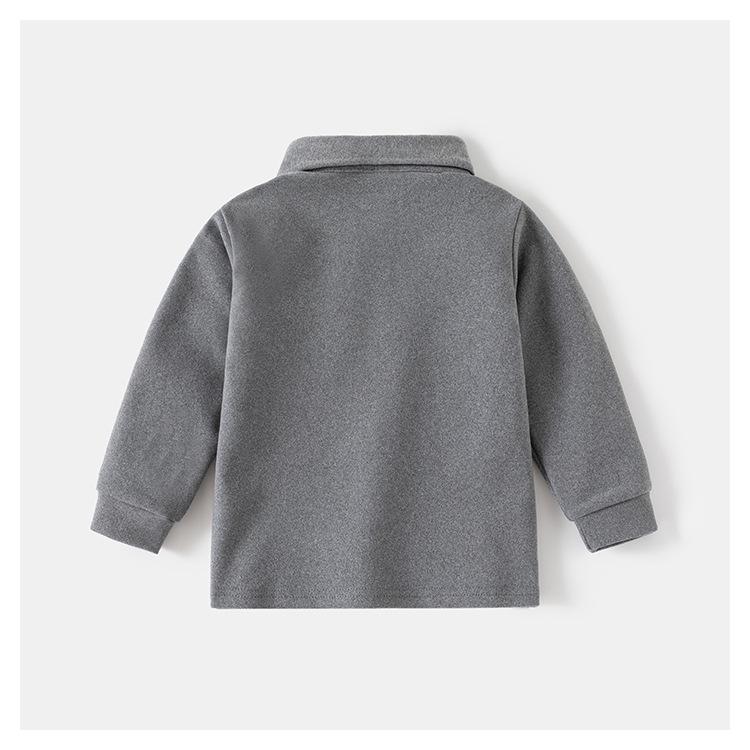 Детская футболка-поло с длинным рукавом 2024: Утепленный топ с лацканами в корейском стиле для мальчиков - Осенняя коллекция.