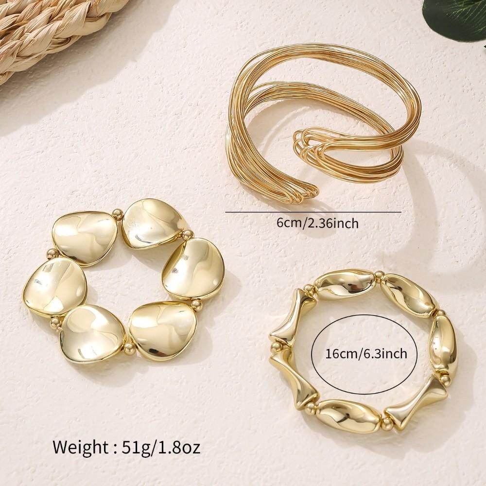 Punk Open Cuff Bracelets Irregular Metal Bracelets Set New Chunky Chain Bangles Jewelry