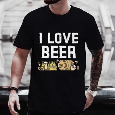 Футболки с забавным графическим принтом I Love Beer для мужчин, уличная одежда Y2k, топы для вечеринок Friends Beer DAY Drinker, одежда больших размеров, футболки с коротким рукавом