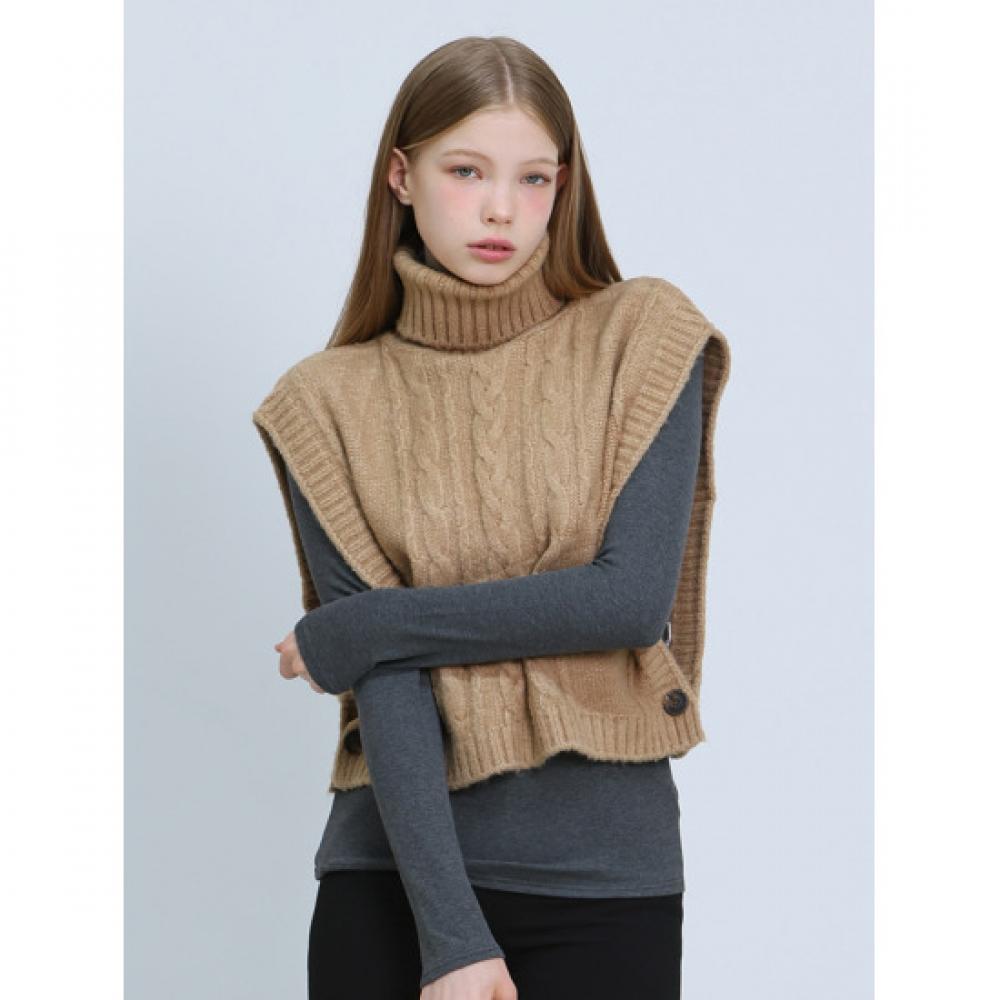 Ozoc Turtle Neck Slit Knit Vest