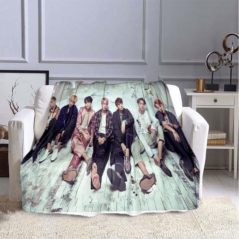 BTS Kpop Одеяло Плед Kpop Подарок Фланелевое Одеяло для Девочек-Подростков Взрослых Теплый Плюшевый Плед для Кровати Дивана Кушетки