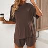 Весенне-летний простой однотонный комплект домашней одежды для пригородных поездок, который можно носить вне повседневных шорт, комплект из двух предметов