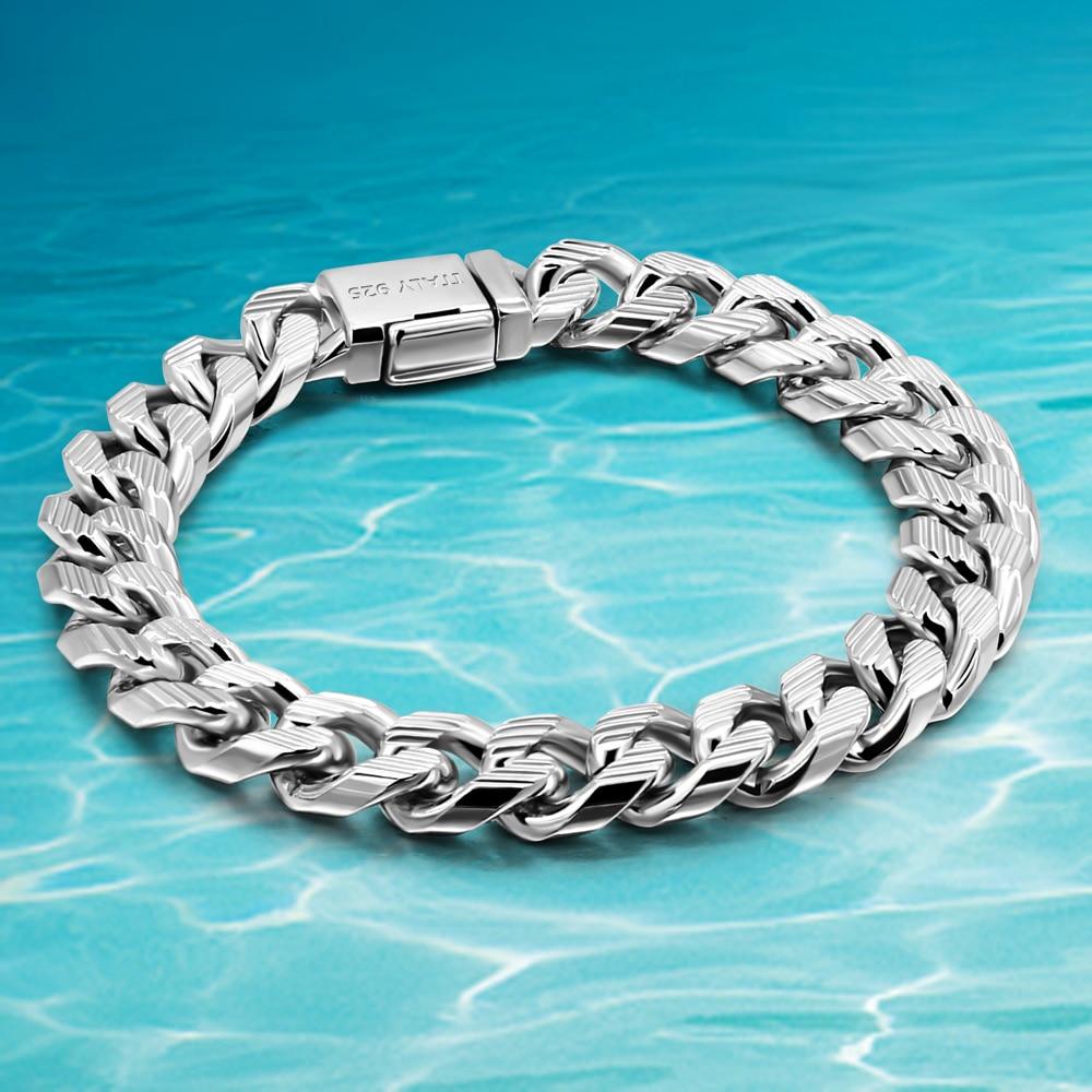 925 Sterling Silver Men's Stylish Viking Cuban Chain Bracelets Rock Punk Charm Classic Male Wrist Jewelry Gift