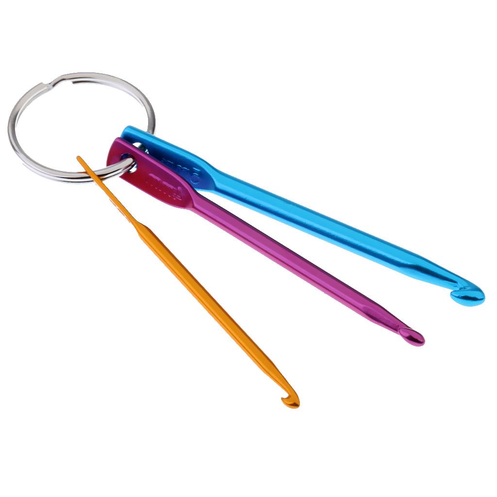 Aluminium Mini Crochet Hook Keychain Set Multi Size Knitting Needle Weave Tool for Hand Crocheting Gifts
