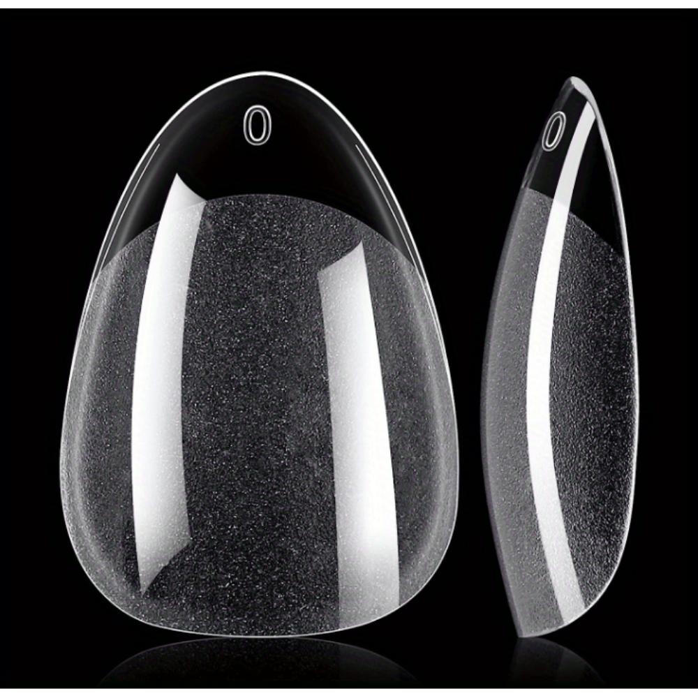 Набор из 240 штифтов Naked Almond — очень короткие, полуматовые, с глянцевыми овальными и стилетными кончиками в прозрачной коробке для хранения — идеально подходит для самостоятельного нейл-арта