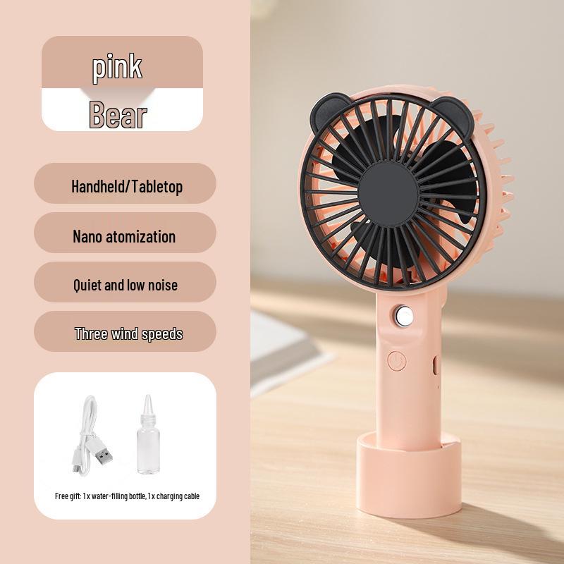 Cartoon Mini Handheld Humidifying Fan with USB Charging