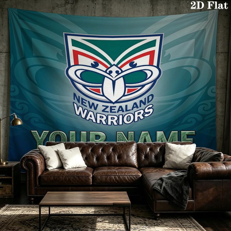 Custom Name New Zealand Warriors Printed Tapestry – Wall Hanging for Bedrooms, Dorms, and Home Decor
