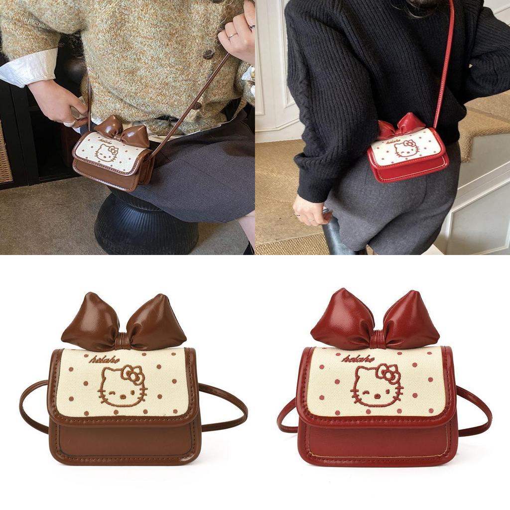Мультяшная сумка через плечо Hello Kitty из ПУ для женщин и девочек с регулируемым ремнем