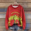 Long Sleeve Pullover Sweaters For Women O Neck Casual Cute Printing Knit Oversized Sweater