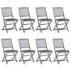 Day and Night - Day and Night Folding Garden Chairs 8 Units and Cushions Solid Acacia Wood