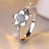 Silver Color Inlaid Zircon Flower Ring for Women Exquisite Wedding Party Engagement Jewelry Gift
