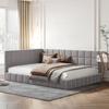 Upholstered Bed Sofa Bed 140x200 Multifunctional Bed with Slatted Frame In Skin-Friendly Velvet Fabric, Grey