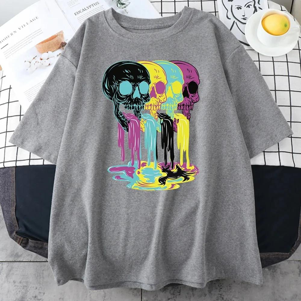 Новинка 2024 года, хлопковые футболки с забавным принтом «4 рвоты от черепов» для унисекс, индивидуальные модные повседневные футболки унисекс с короткими рукавами, одежда унисекс