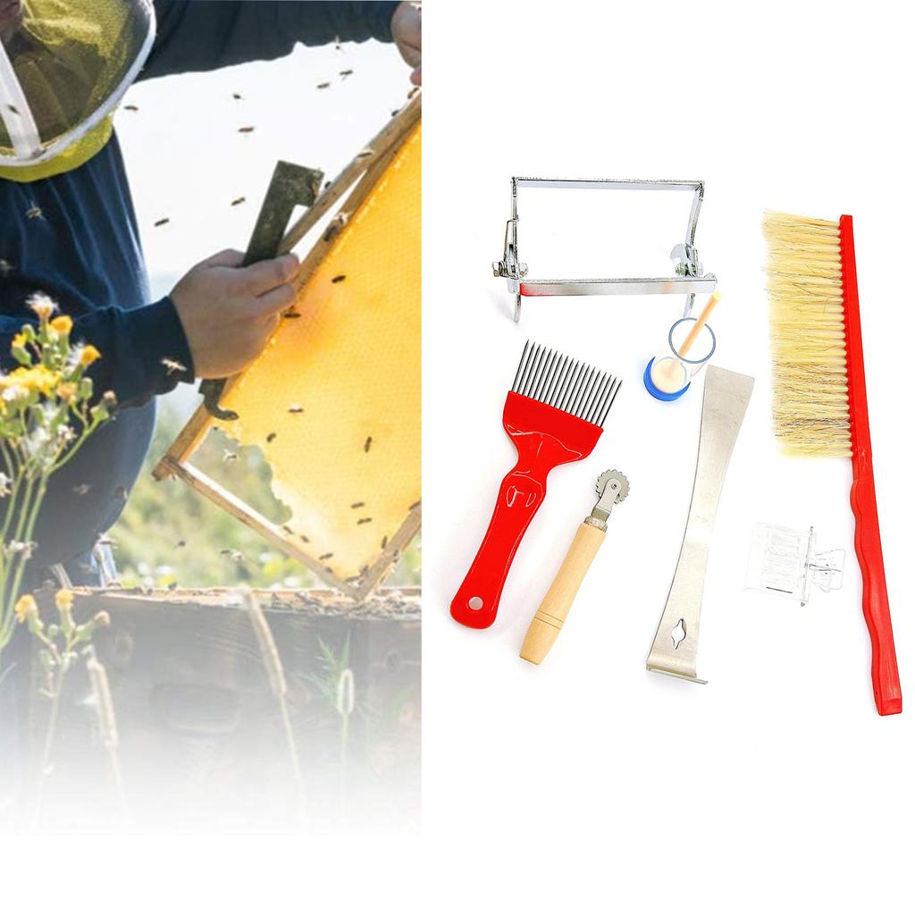 Beekeeping Tool 7pcs/set Beekeeping Supplies Equipment Kits Bee Feeder Brush Queen Catcher Hive Capture Mark Cleaning