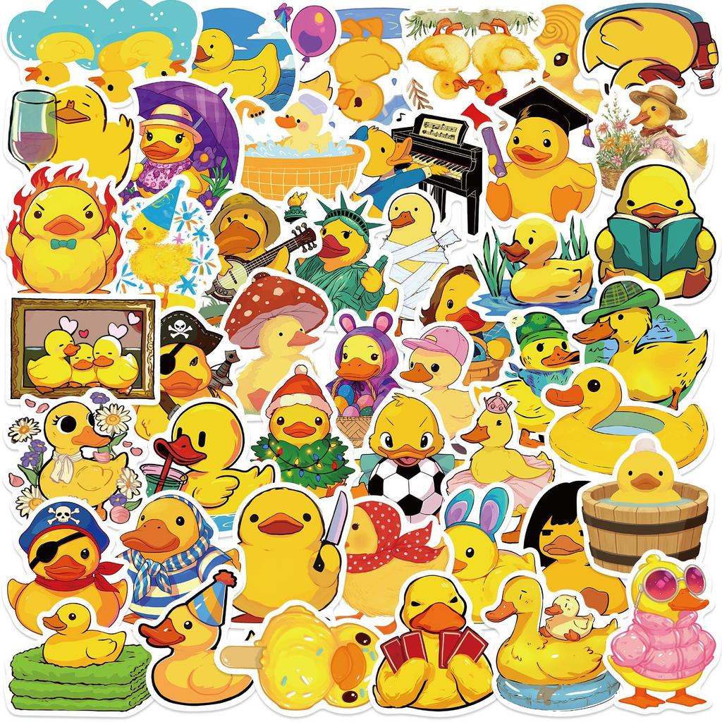 50 Cartoon Little Yellow Duck Stickers DIY Decorative Notebook Suitcase DIY Waterproof Stickers