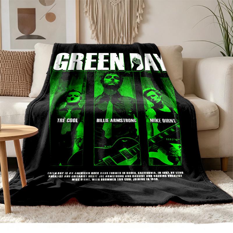Green Day Мягкий и удобный фланелевый плед Подходит для диванов, гостиных, кемпинга на открытом воздухе, путешествий, а также станет отличным подарком на годовщину