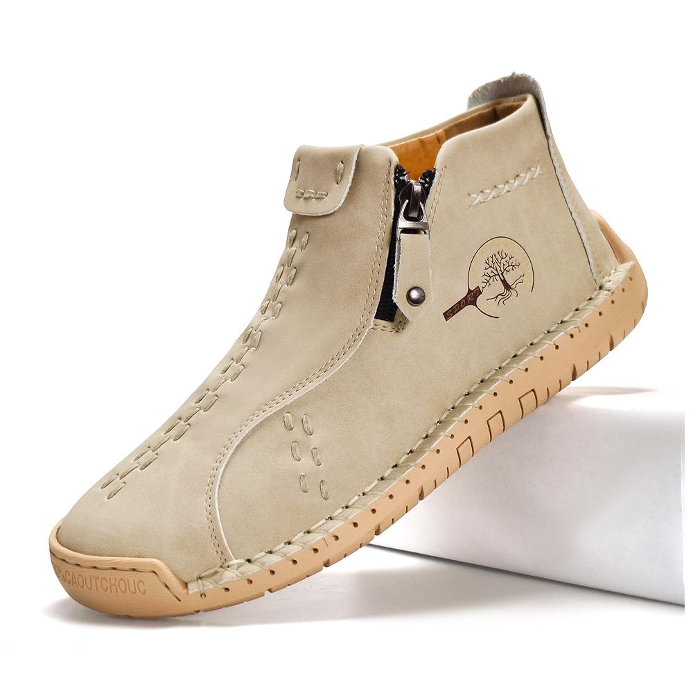 Новые классические мужские туфли ручной работы из кожи, кроссовки на молнии для отдыха на открытом воздухе, дышащие повседневные туфли, кожаные мужские ботильоны