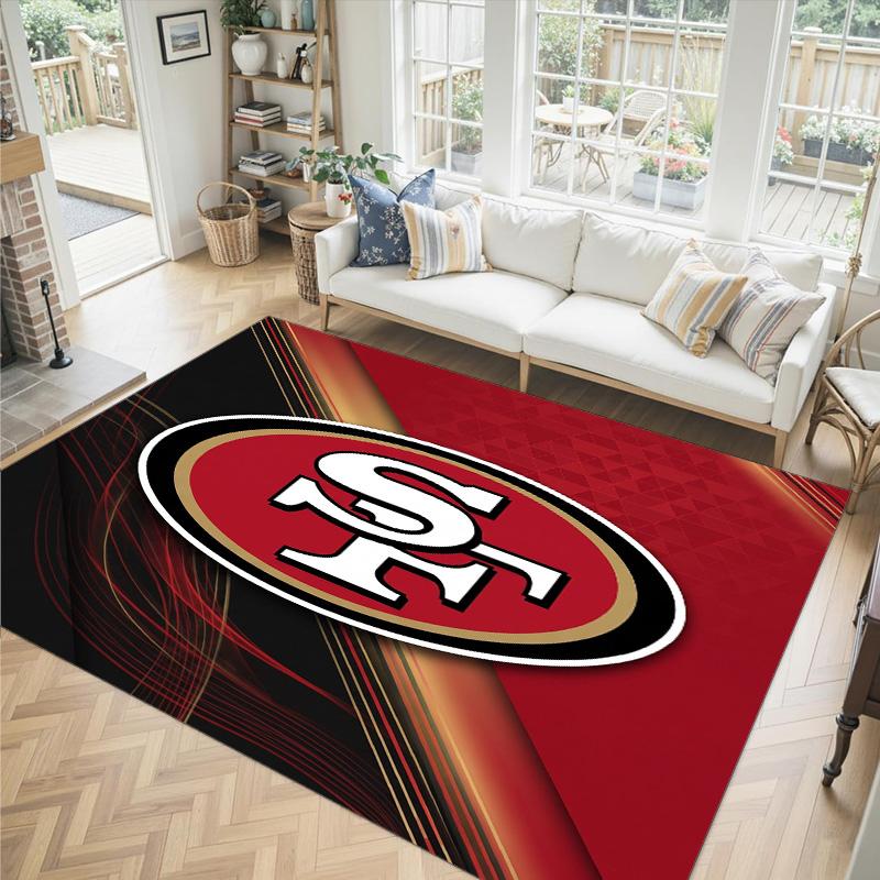San Francisco 49ers Design Crystal Velvet Carpet Cozy Non?Slip Printed Rug For Bedroom Living Room Entrance
