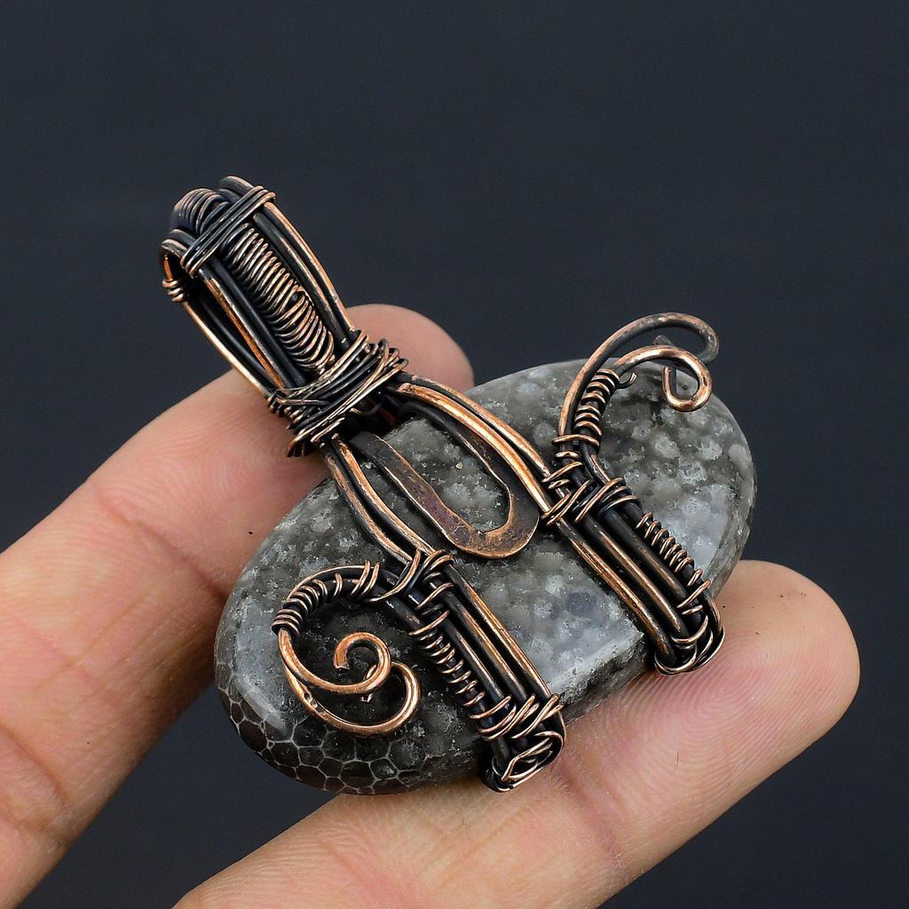 Stingray Coral Pendant, 999 Copper Wire Wrapped Gemstone Jewelry, Handmade Pendant, For Mother Day