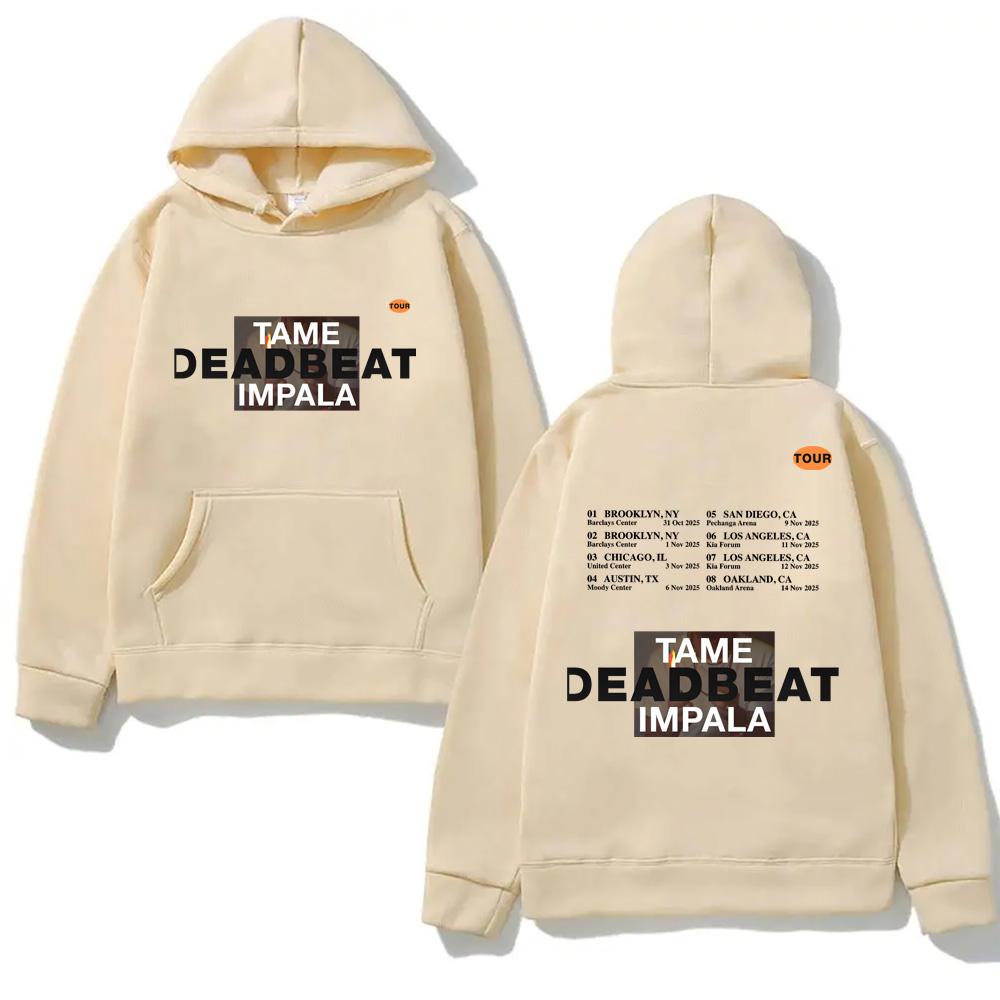 Tame Impala - Deadbeat Tour 2025 Толстовка с капюшоном в стиле хип-хоп с капюшоном Одежда в стиле певца Модный капюшон Высокое качество