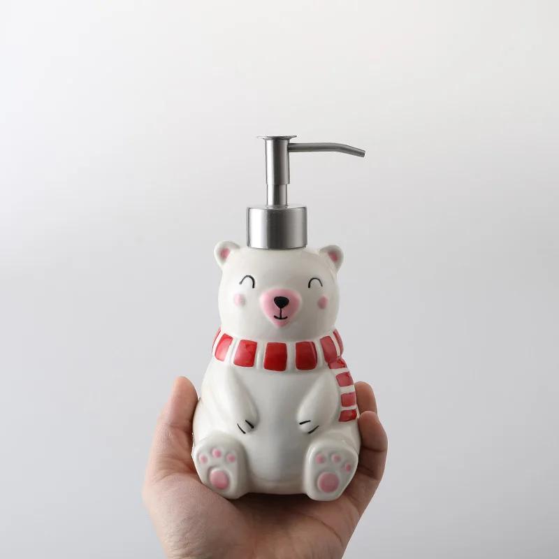 Ceramic lotion bottle Christmas hand lotion creative 3D hand-painted press bottle shampoo shower gel bottle bathroom accessories