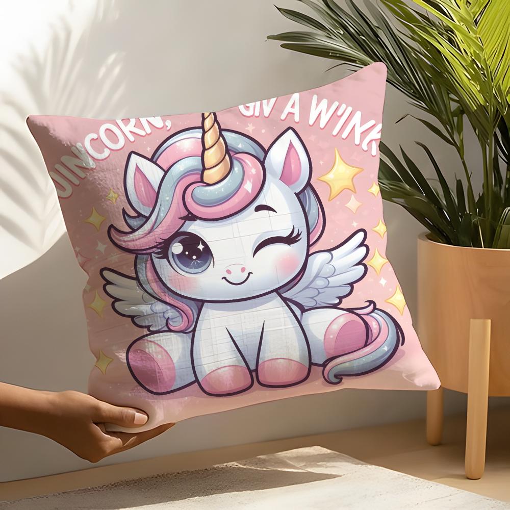 Cute Cartoon Unicorn Pillow Case Linen Cushion Covers For Decorative Sofa Home Pillows Case Car Chair Pillows Cases