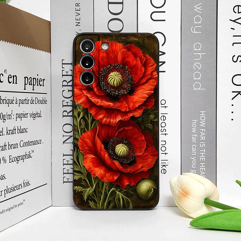 Ретро Цветок Мака Горячий Красный Печатный Чехол для Телефона для OnePlus 12 13R 11 10 9 8 Pro Nord 4 N100 CE2 ACE2 ACE3 Цветочный Мягкий Чехол