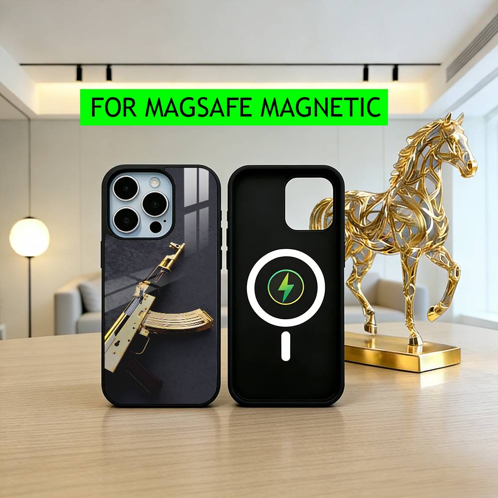 Крутой чехол для телефона AK47 G-Gun для iPhone 17, 16, 15, 14, 13, 12, 11 Plus, Pro, магнитный для беспроводной зарядки MagSafe