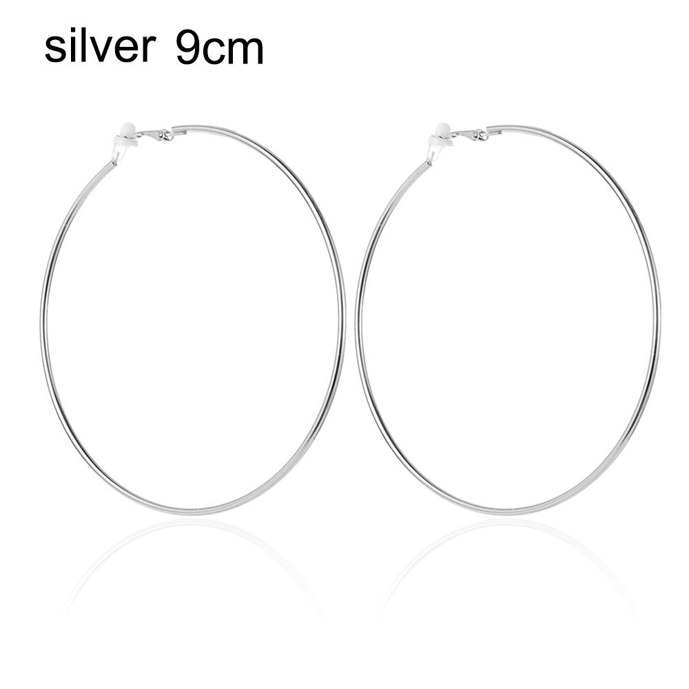 Пара ювелирных изделий золото серебро черный женская мода большой круг клипса на ухо без пирсинга серьги кольца