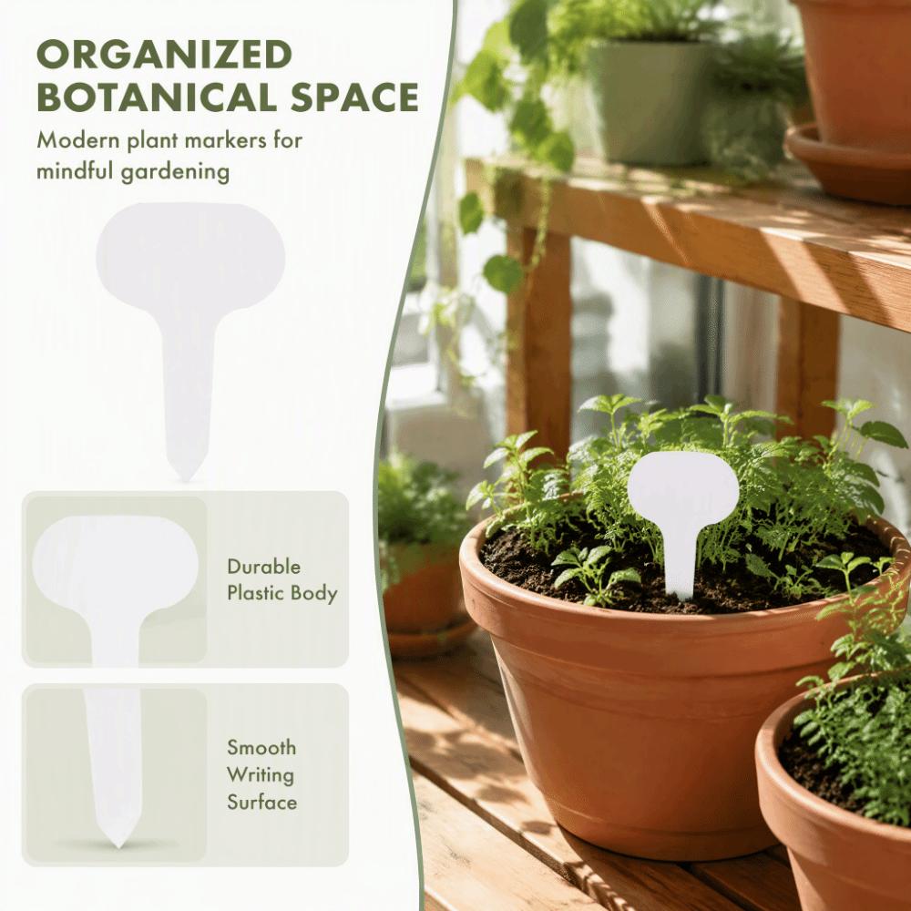 100pcs 5x7cm Plant Labels White Garden Labels Durable T-Shape Tags Indoor Gardening