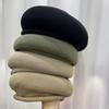 Maillard Brown Three Dimensional Breathable Knitted Beret Women's Autumn and Winter Face Decoration Versatile Hat
