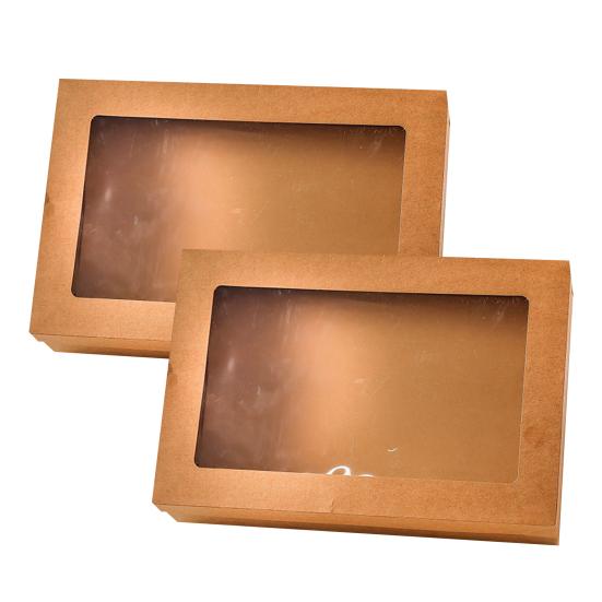 2 шт. ланч-боксы с ручкой для переноски маслостойкая прозрачная видимая крышка водонепроницаемый одноразовый контейнер одноразовый гофрированный