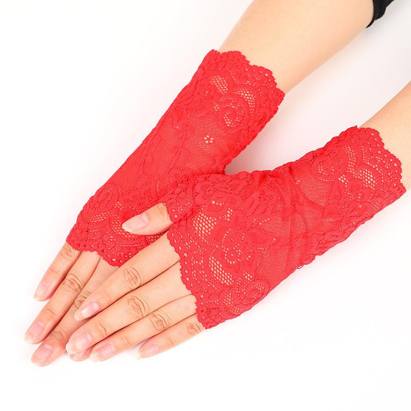 Charm Sexy Lady Women Lace Driving Sunscreen Glove Mittens