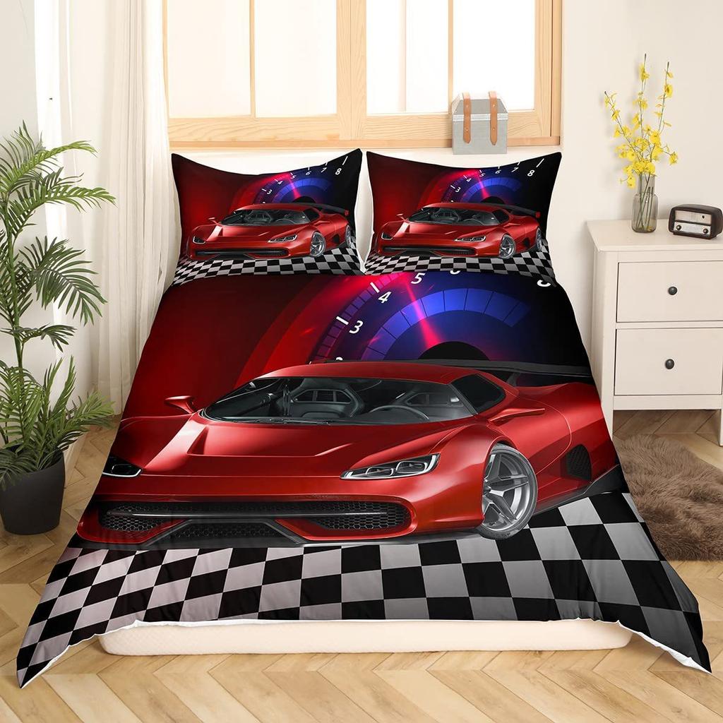 Race Car Bedding Sets Sports Car Duvet Cover Sets With Pillowcases For Teenagers Kids Boys Cool Bedroom Decor