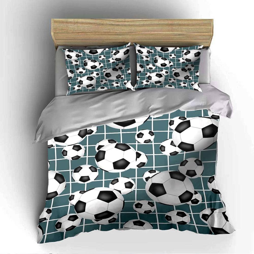 Soccer Balls with Net Pattern Bedding Duvet Cover Set Duvet Cover Pillowcases (1*Duvet Cover 2*Pillowcases, without duvet insert)
