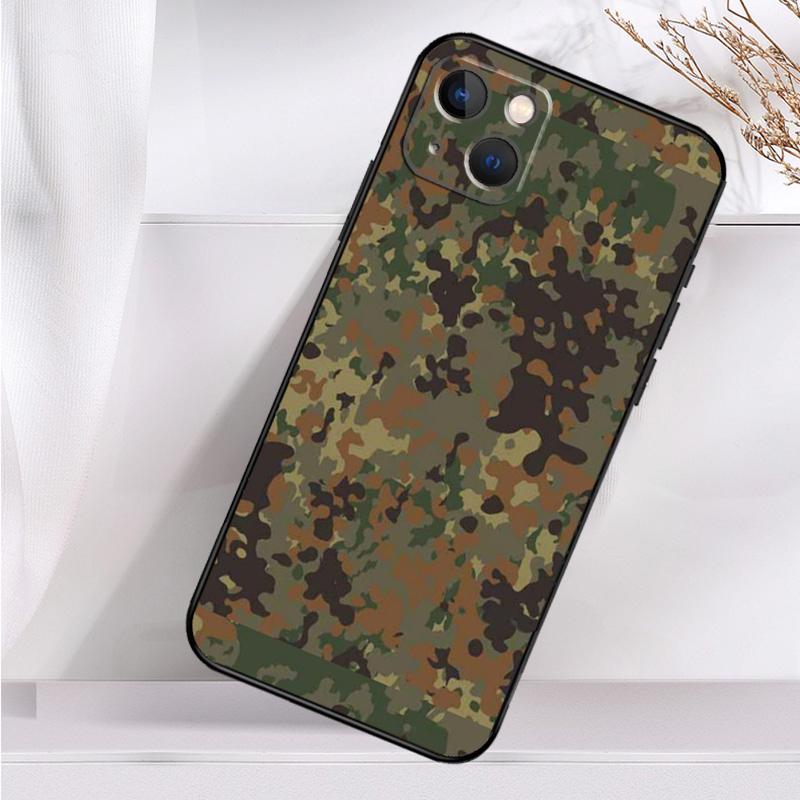 Flecktarn Camouflage Camo Phone Case For iPhone 14 13 12 11 16 15 Pro Max Plus Mini 7 8 X XR XS Max Soft Cover